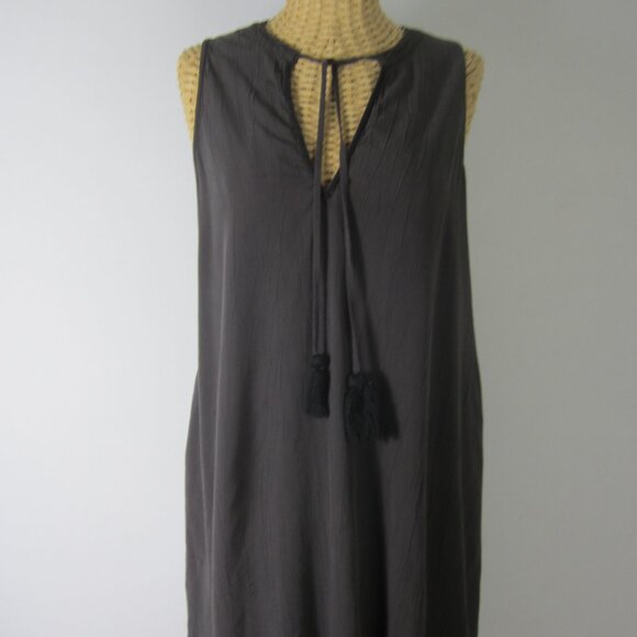 Lou and Grey  Womens S Tunic Shift Dress Sleeveless Tassels Gray Embroidered - Picture 6 of 11